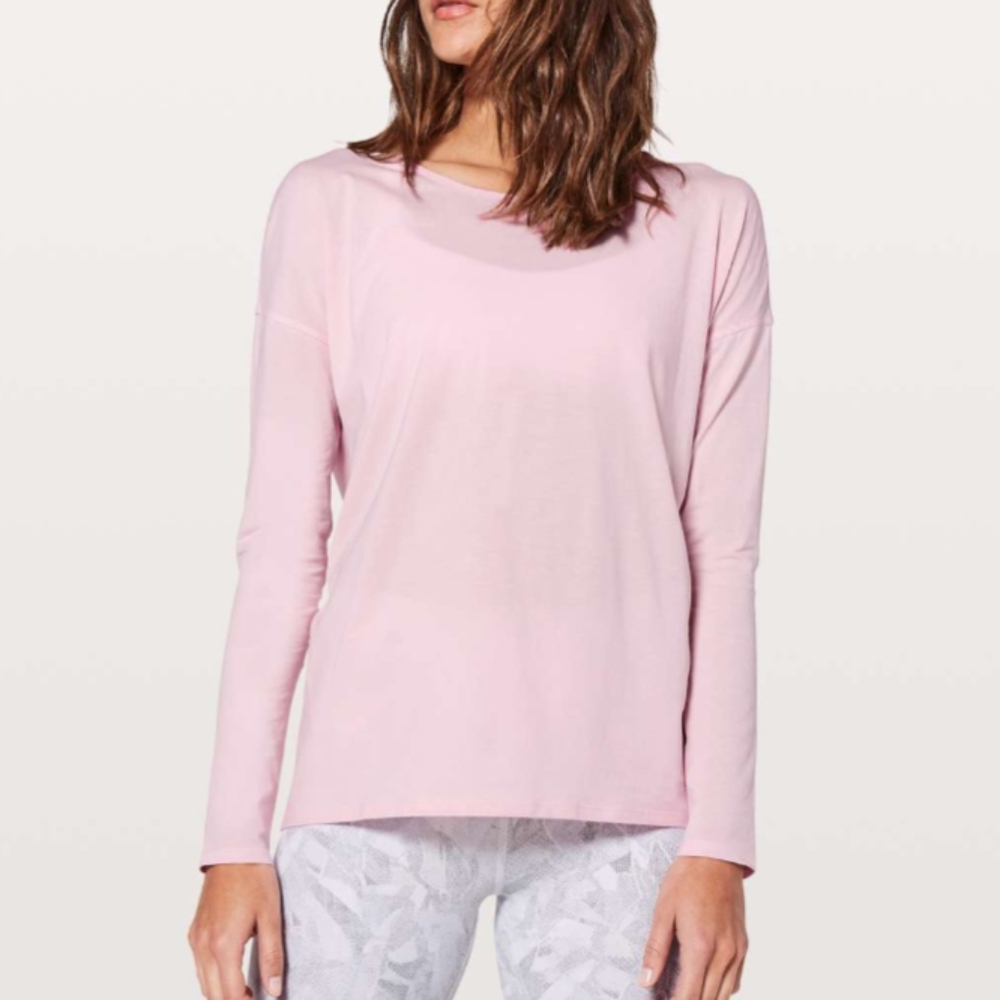 Lululemon 'Back into It' Pima Cotton Longsleeve Top Petal Pink, Size 8